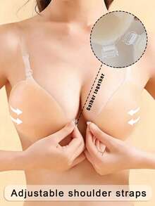 Silicone Bra With Thick Straps, Invisible Push-Up Bra, Waterproof & Skin-Friendly For Women - Beige - View 1