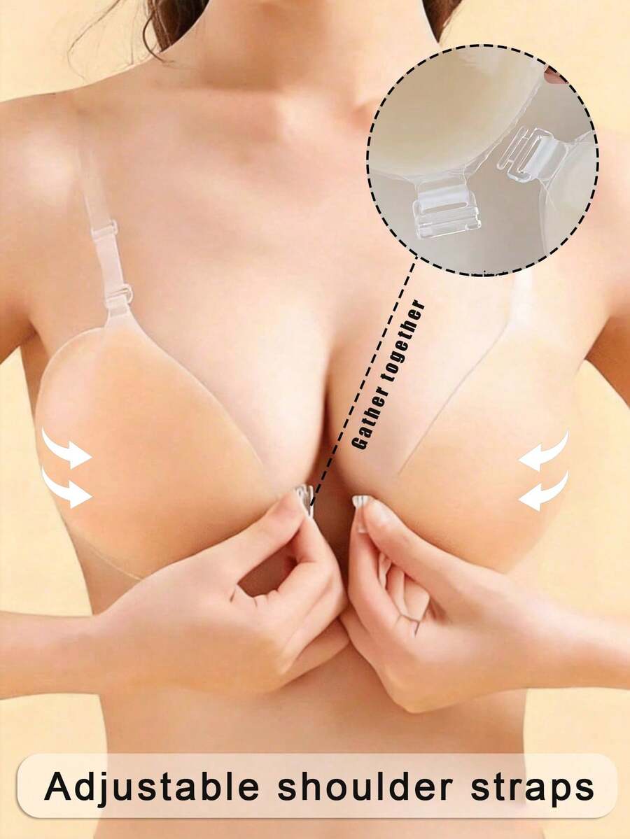 Silicone Bra With Thick Straps, Invisible Push-Up Bra, Waterproof & Skin-Friendly For Women - Beige - View 1