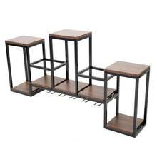 Wall-Mounted Modern Minimalist Metal Wine Rack, Sturdy Hanging Wine & Bottle Storage System, Wall Wine Rack For Home Bar, Kitchen And Dining Room Decoration - 棕色 - 查看 8