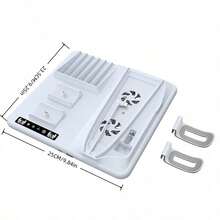 Cooling Stand For Playstation5 Slim Cooling Station With Dual Controller Charging Base For Playstation 5 Slim Disc And Digital, Handle Charger Station, Cooling Fan, Headset Holder - White - View 10