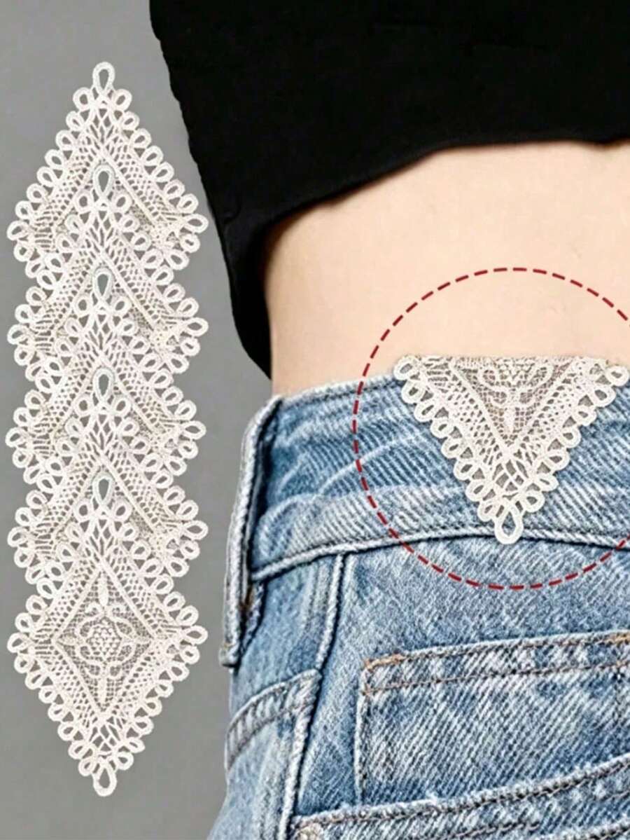 5pcs/Set Handmade Belt Extender, Adjustable, Washable, Exquisite Embroidery Design, Easy To Install, Comfortable To Wear, Waist Adjuster, Handmade Lace Accessory, Suitable For Maternity Wear And Casual Pants - A - View 1