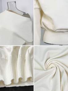 Autumn New Slouchy Premium Asymmetrical Shoulder Pullover Sweater Loose Asymmetrical Shoulder Knit Top White - White - View 11