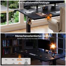 Devoko Height-Adjustable Electric Desk, Sit-Stand Desk With LED Control Panel, 2 Memory Heights, 73-118 Cm Height Adjustment, T-Steel Frame, 70 Kg Load Capacity, 100-180 Cm, Black/White/Beige/Rustic Wood - 查看 8