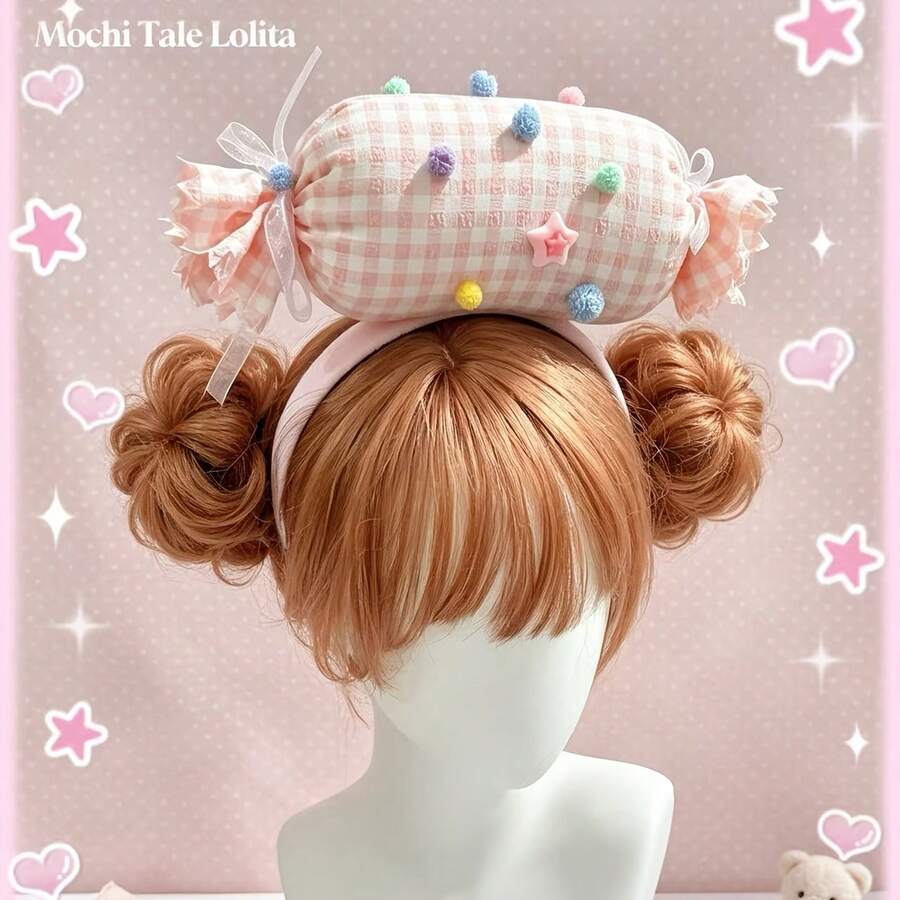 1pc Lolita Style Cute Plaid Candy Headband, Girls' Collectible ...