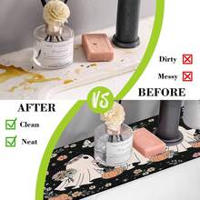 1pc Halloween Cute Ghost Design, Non-Slip Rubber Faucet Water Absorbent Mat, Bathroom Faucet Splash Guard, Mud Guard, Moisture-Proof Non-Slip Faucet Pad, Kitchen Countertop Accessory. Protect Your Kitchen Countertop. - Multicolor - View 8