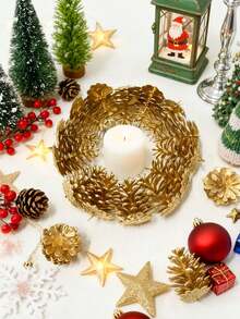 1/5/10Pcs Golden Artificial Pine Cone Plastic Pine Cone Artificial Plant For Rustic Christmas Pinecone Garland, Home Wedding Decorations, Christmas Tree Xmas Wreath Party Supply, For Girls Women Gifts - Multicolor - View 8