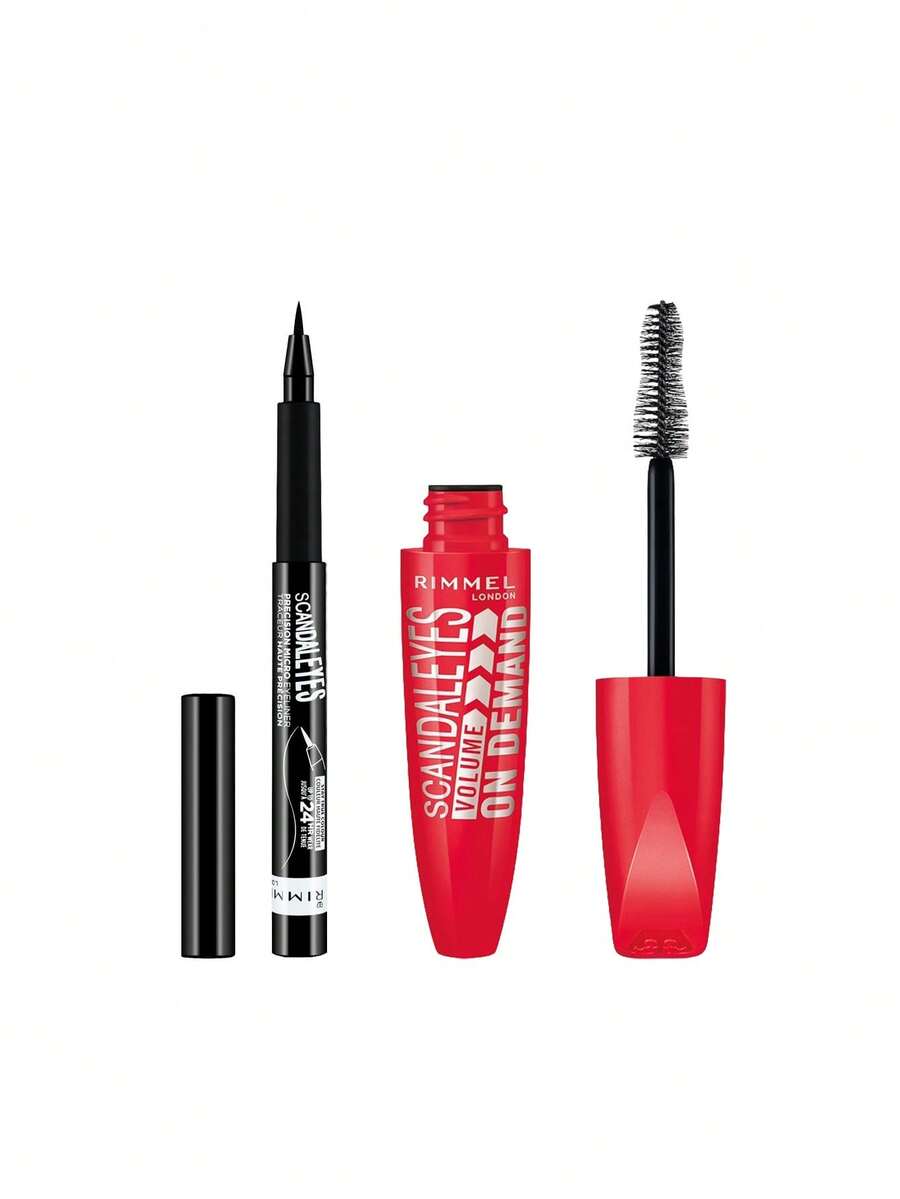 Rimmel [Bundle] ScandalEyes Precision Eyeliner 001 Black 1.1 Ml + Volume On Demand Mascara Black 12 Ml - 001 Black+Black - View 1