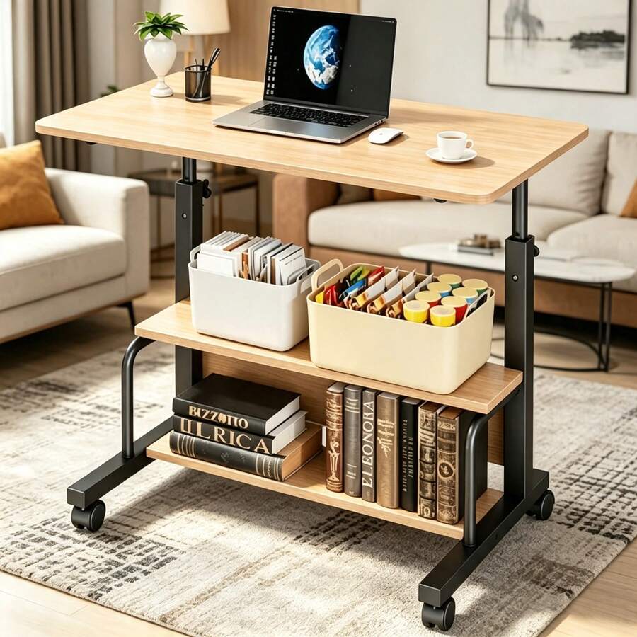 adjustable-height-standing-desk-with-mobile-rolling-base-portable