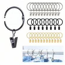 10pcs/30pcs/50pcs Curtain Rings With Clips (32mm/1.25inch, 50mm/1.96inch) Openable Rust-Resistant Metal Rings, Decorative Curtain Hangers, Gold/Black/Nickel Color - Multicolor - View 9