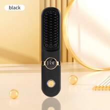 Peine alisador de cabello inalámbrico portátil, calentamiento rápido, adecuado para varios tipos de cabello, diseño anti-quemaduras con pantalla digital LED, recargable por USB, ligero y portátil, adecuado para uso en el hogar y viajes, peine alisador específico para mujeres - multicolor - Ver 11
