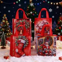Christmas Non-Woven Fabric Gift Bag, Cartoon Snowman Party Gift Decoration Waterproof Bag, Suitable For Home Birthday Holiday Gift Decoration Packaging Bag - A - View 3