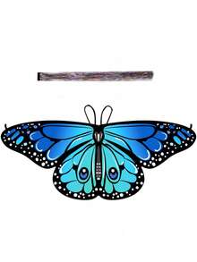 1件蝴蝶翅膀披肩 + 1件閃亮髮仙女披風 精靈裝扮萬聖節禮物 - 彩色 - 查看 15