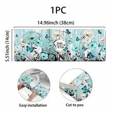 1pc Vintage Wooden Board Blue Floral Pattern, Anti-Slip Faucet Drain Mat, Bathroom Faucet Splash Guard, Mud Guard, Moisture-Proof Anti-Slip Faucet Mat, Kitchen Countertop Accessory. Protect Your Kitchen Countertop. - Multicolor - View 13