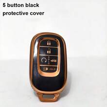 TRTY 1PC Luxury Gold Decor Soft TPU Car Key Cover, Compatible With HR-V CR-V ZR-V BREEZE Pilot Accord Civic Passport Odyssey, Elysion 4-Button And 5-Button Smart Remote Key Shell, HOLD Support Car Finder Alarm, Anti-Drop Key Fob Protective Case, Fits Original Car Key Shape, Car Key Accessories - Civic Key Cover - View 17
