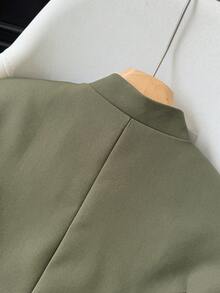 GMFP 女款春夏/秋冬休閒優雅時尚黑色鉚釘立領短款派對夾克，六月節慶假期日世界盃女裝上衣 - 墨綠色 - 查看 10