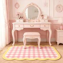 1PC Pink Yellow Plaid Wavy Soft Living Room Rug, Bedroom Decor, Home Leisure Carpet, Decorative Rug, Bedroom Decor, Small Rug, Carpet, Home Decor, Living Room Rug, Living Room Small Rug, Bedroom Rug, Living Room Home Decor, Washable Rug - Multicolor - View 4