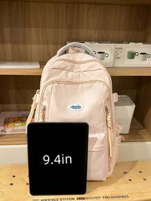 女款拼色多功能休閒旅行後背包，適合日常穿搭 - 粉色 - 查看 2