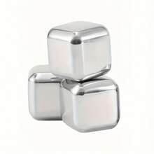 3/9pcs Stainless Steel Whiskey Ice Cubes, Suitable For Cocktails, Wine And Beverages, Square Ice Stones, Reusable Ice Cubes, Beer Cooling Tool, Durable Ice Balls, Home Use - View 8