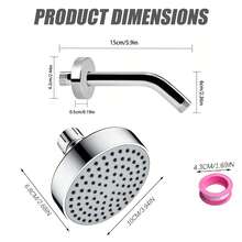 Kit Kepala Pancuran 4 Inci dengan Lengan Ekstensi dan Pita Perekat, Kombinasi Kepala Pancuran Tetap dengan Nozzle Anti-Penyumbatan Berlapis, Perangkat Pengganti Kamar Mandi - Kepala pancuran - View 3
