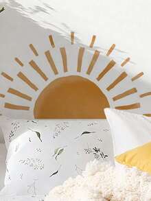 Multiple Simple Watercolor Sun And Reed Self-Adhesive Wall Stickers, Removable And Waterproof With No Residue, Featuring Sun, Flying Birds, And Autumn Reed Scenery Patterns, Perfect For Bedroom And Living Room Wall Decoration. - Wall Stickers - View 4