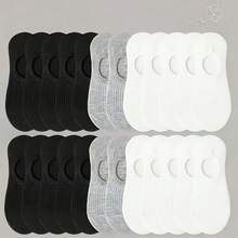 5 Pairs Mixed Random Color Solid Breathable Stretch Elastic Black White Gray Boat Socks For Men And Women - Multicolor - View 1