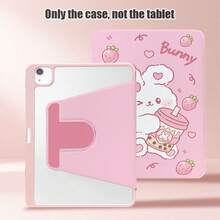 White Rabbit, Strawberry, Milk Tea Pattern Painted Effect Tablet Protective Case, Built-In Pen Slot, With Stand, Suitable For Honor 8/9/10/X8/X8A/X9/X8Pro/X9Pro And Other Models/ MatePad Se 11 Inch/MatePad 11 Inch/11.5 Inch, MatePad Pro Apple 10th/11th Generation 2025 (A16), Galaxy Tab A7/A9 And Other Popular Models - Multicolor - View 4