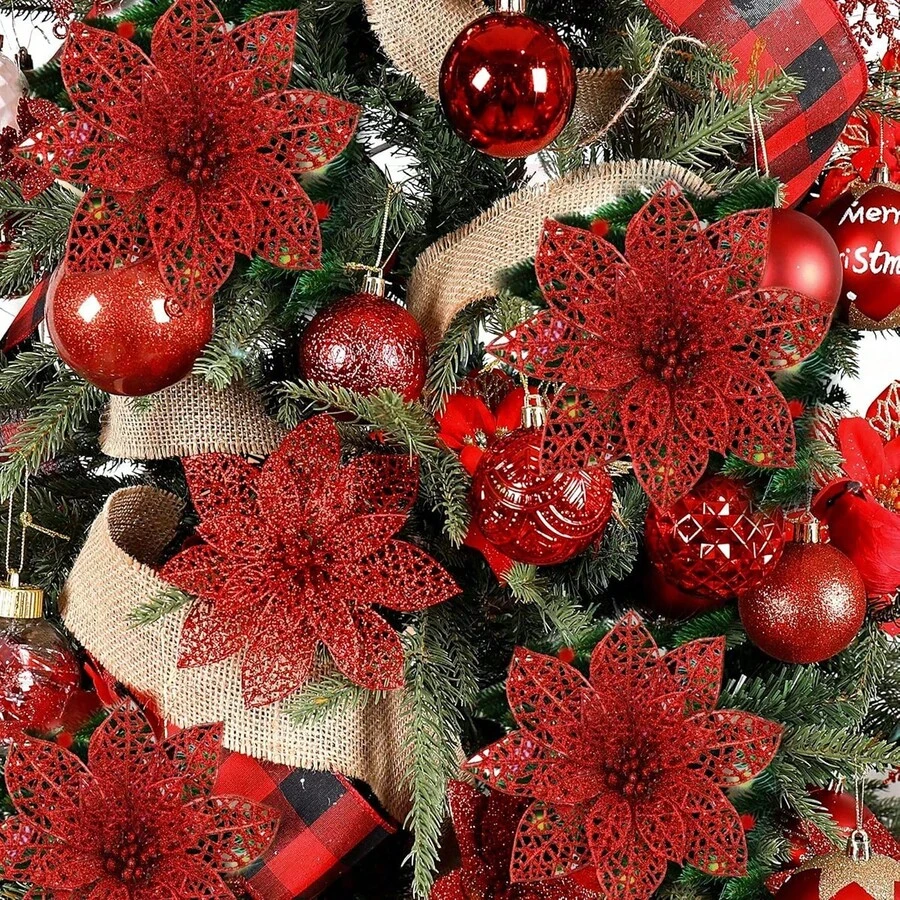 1pc Red Christmas Wreath Decoration - Christmas Tree Display Decor, Holiday & Party Decoration With Hanging Ring (Red) Home Decor Christmas Decor Room Decor - Multicolor - View 1