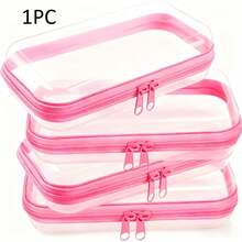 1/4Pcs Hard Transparent Zipper Storage Bag, Plastic Pencil Case, Clear Storage Box, Suitable For Cosmetics, Snacks, Building Blocks, Puzzles,Jewelry. - Multicolor - View 9