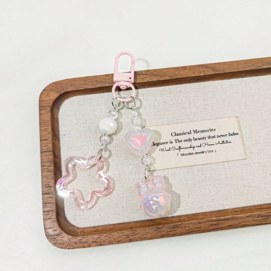 Acrylic Hollow Five-Pointed Star Pendant Summer Keychain Accessory Backpack Wireless Earphone Case - Multicolor - View 1