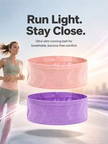 2PCS Purple Women's Elastic Invisible Waist Belt, With Waist-Cinching And Storage Function, Zippered Elastic Pocket, Comfortable And Non-Restrictive, Breathable Mesh, Suitable For Daily Running, Fitness, Outdoor Activities - Purple 2pcs - View 1