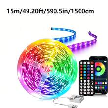 98.4英尺 2卷 RGB 變色 LED 燈條,APP 與遙控控制,音樂同步,可調光,可裁剪,USB 接口 LED 燈條,適用於臥室、遊戲室、電視和家居裝飾,萬聖節裝飾 - 黑色遙控 - 查看 17