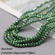 2Strands(Around 156pcs) 6mm Green Color Glass Beads For Jewelry Bracelets Making DIY Accessories - 6mm - View 13
