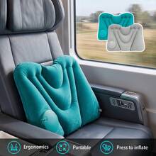 1pc Automatic Press-To-Inflate Lumbar Support Pillow, Flocked Inflatable Waist Cushion, Portable Foldable Office Chair Back Support Pad, Car Home Travel Camping Back Relief Inflatable Cushion Gift - Multicolor - View 3