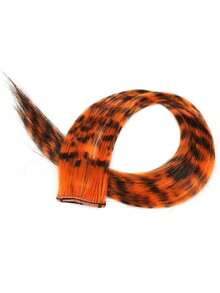 1pc/12pcs Leopard Print Clip-In Hair Extensions 18 Inch Synthetic Fiber Long Straight Hair Colorful Striped Hair Pieces Halloween Party Cosplay Y2K Style For Women - Multicolor - View 9