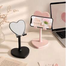 Heart-Shaped Phone Stand, Adjustable & Telescopic Multi-Function Phone Accessory, Suitable For Desk, Perfect For Watching Movies/Live Streams In Dorm, Room Decor Women's Gift, Plastic Material Desktop Accessory - Multicolor - View 2