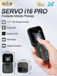 SERVO I16 Pro Mini Ponsel Lipat 2G GSM Dual SIM Panggilan Cepat Pemutar Video Jack Earphone 3.5mm FM Ponsel Lipat - Hitam - View 3