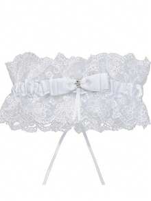Bridal Garter Belt Lace Sexy Leg Ring Elastic Stocking Garter Satin Ribbon Bow Leg Band Wedding Leg Strap Party Accessory - Multicolor - View 4