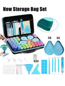 DIY Diamond Painting Tool Set, New Storage Tray 2-In-1 Storage Container, Including Large Capacity Carrying Bag, Ideal Gift For Diamond Art Lovers, Complete Tool Accessories - A - View 8