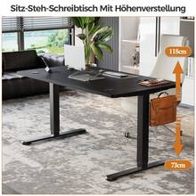 Devoko Height-Adjustable Electric Desk, Sit-Stand Desk With LED Control Panel, 2 Memory Heights, 73-118 Cm Height Adjustment, T-Steel Frame, 70 Kg Load Capacity, 100-180 Cm, Black/White/Beige/Rustic Wood - 查看 5