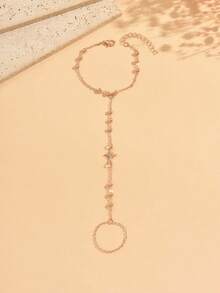1pc Minimalist Classic Shiny 8-Point Star Decor Finger Chain, Casual Versatile Women's Hand Jewelry, Suitable For Daily Wear And Date Party, Chain Length Cut By Section, Number Of Sections Not Fixed - Multicolor - View 2