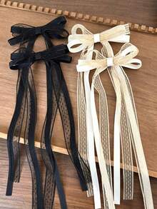2/4/6件套粉色蕾丝丝带发夹，可爱芭蕾舞风格蝴蝶结发夹，多功能女孩发饰 - 蕾絲蝴蝶髮夾 - 查看 13