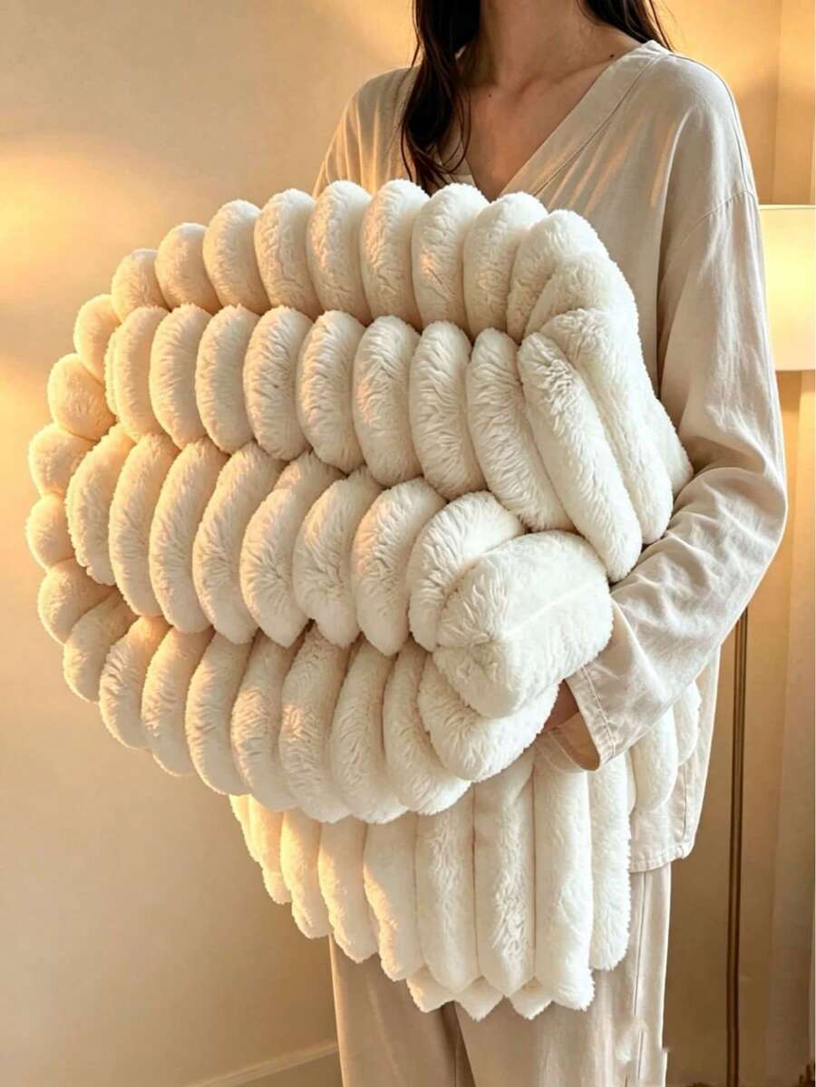 1件超級柔軟寬條紋法蘭絨毯，粉色臥室裝飾披毯，秋季裝飾毯，聖誕法蘭絨毯，萬聖節休閒午睡毯，辦公室午睡小毯，房間裝飾毯與披毯