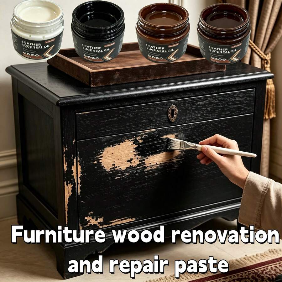 Wood Stain Refill Kit Available In 4 Colors - 1 Box Of Repair Paste + 1 Staining Tool For Quick And Easy Repair Of Scratches, Cracks, Dents And Holes In Wood Products. Suitable For Tables, Chairs, Furniture, Floors And Doors.