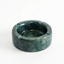 Natural Marble Peacock Green Round Ashtray, Luxury Living Room Office Coffee Table Decor, Business Gift - C-Green - View 6
