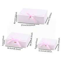 1/8/16pcs White Foldable Paper Gift Boxes 10.6*7.8*3.1 Inches With Pink Satin Bow Ribbon, Bridesmaid Invitation Packaging Box, Suitable For Wedding, Bridal Shower, Baby Shower Party Favors - View 3