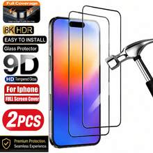 2PCS 2.5D Curved Full Coverage Tempered Glass Screen Protector For IPhone 18 Pro Max/18 Fold/17 Pro Max/17 Pro/17 Air/17/16 Pro Max/16 Pro/16 Plus/16/15/15 Plus/15 Pro/15 Pro Max/14/14 Plus/14 Pro/14 Pro Max/13/12/11/X/XS Max/8/7 Series, 9H HD Clear Glass, Smooth Touch, Scratch Resistant, Case Friendly - Black - View 31