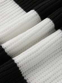 Damen gestreifte Strickweste, elegantes lässiges Top für Alltag, Date, Reisen & Urlaub, Frühling Sommer Strand - Schwarz und Weiss - Übersicht 6
