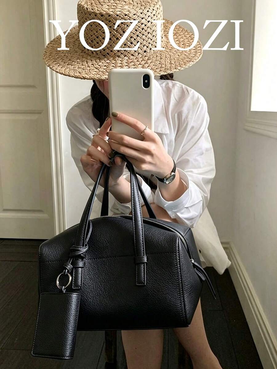 韓系小眾設計機車包 復古百搭時尚辣妹腋下單肩包 通勤出遊日常上班手提肩背包 - 黑色 - 查看 1