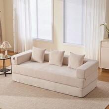 Modular Chenille Block Sofa – Super Soft, Freely Combinable With Side Pockets For Storage And Non-Slip Bottom - 米色 - 查看 5