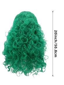 anxin Bright Green Voluminous Beehive Curly Wig Straight Bang Synthetic Fiber For Gothic Witch Misty Forest Theme Halloween Women Cosplay Wig - Dark Green - View 8